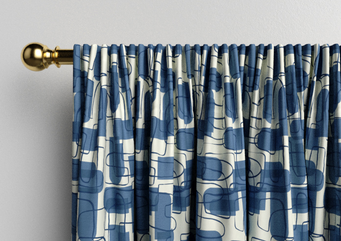 Meander, Navy - Made to Measure Curtains - Image 9